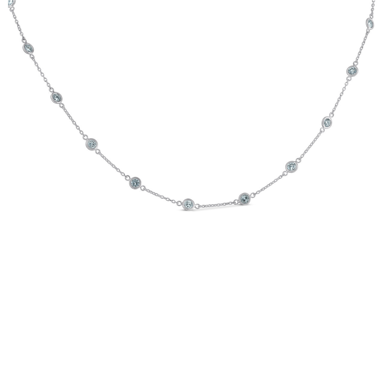 1 3/4 Ctw Diamond Bezel Station Necklace 14K White Gold 18" (G-H, SI)