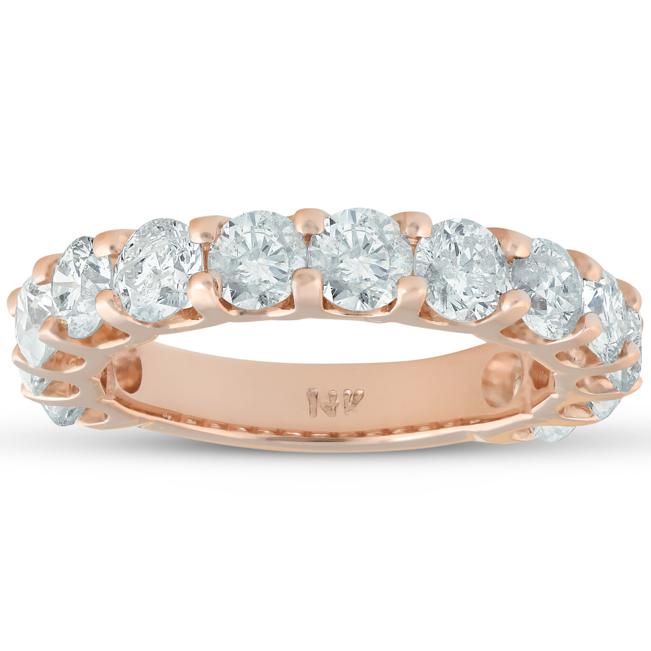 2 1/2ct Diamond U Prong Wedding Ring 14k Rose Gold Anniversary Band (I-J, I2-I3)