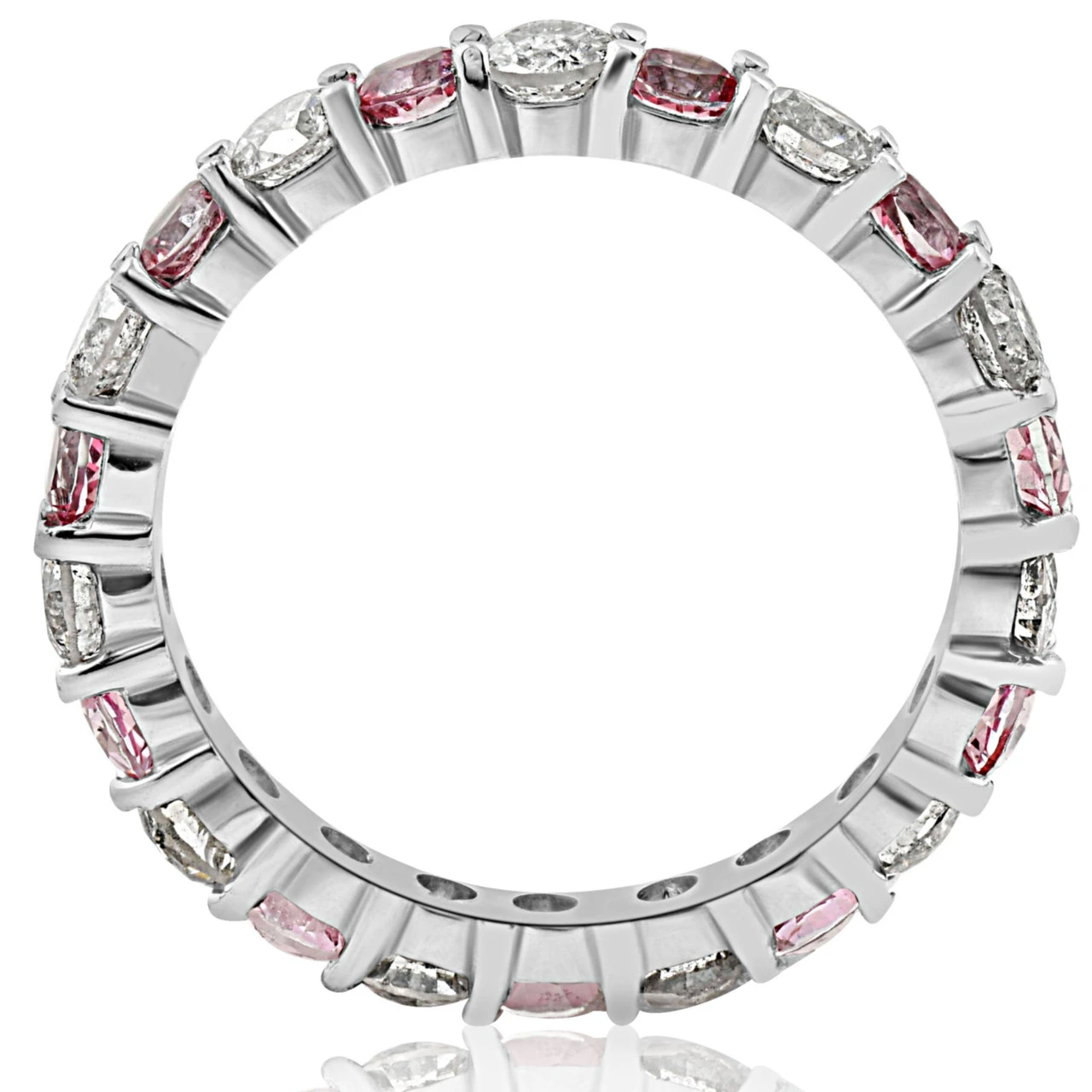 2 CT Diamond & Pink Topaz Eternity Ring 14K White Gold (G-H, I1)