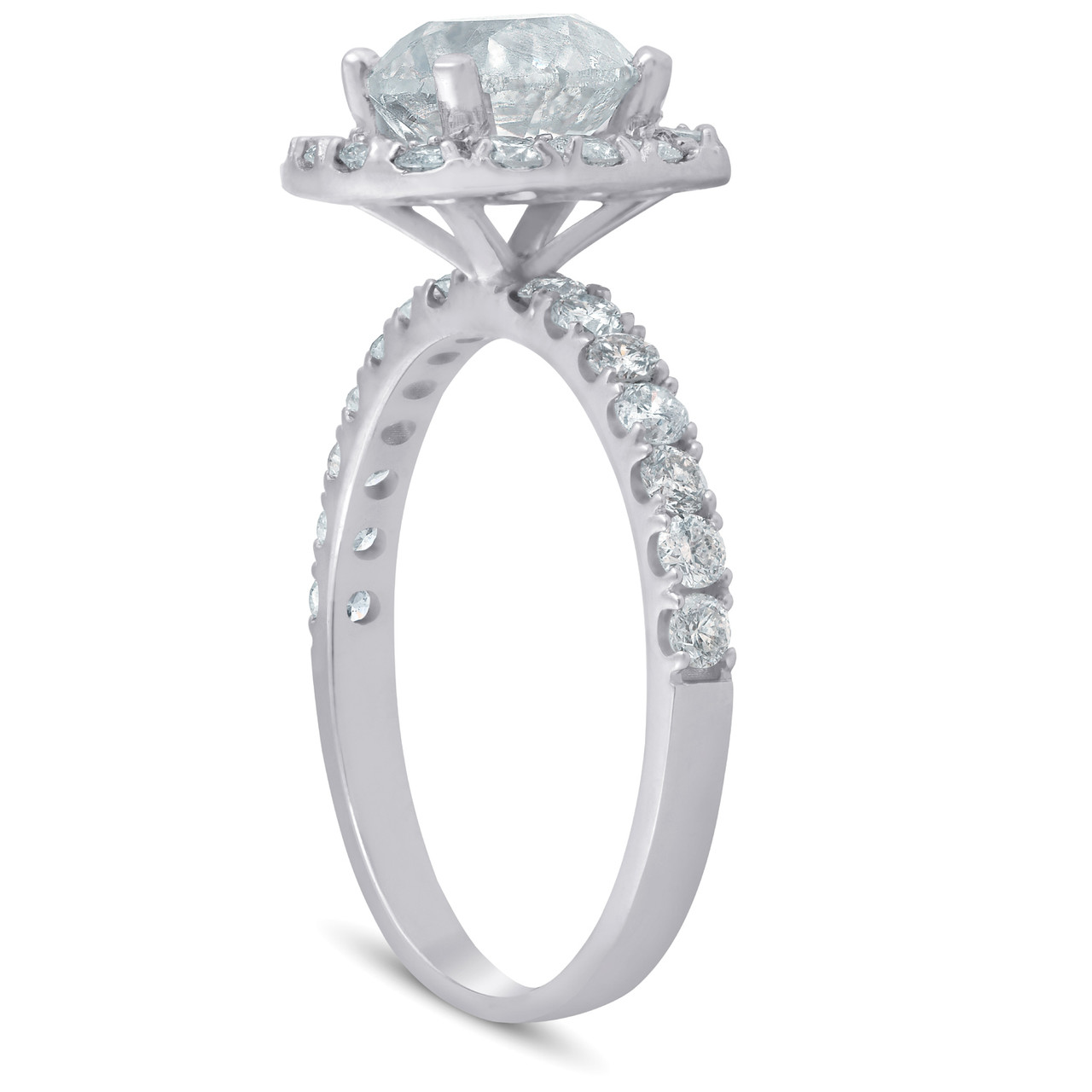 2ct Round Diamond Cushion Halo Engagement Ring 14k White Gold