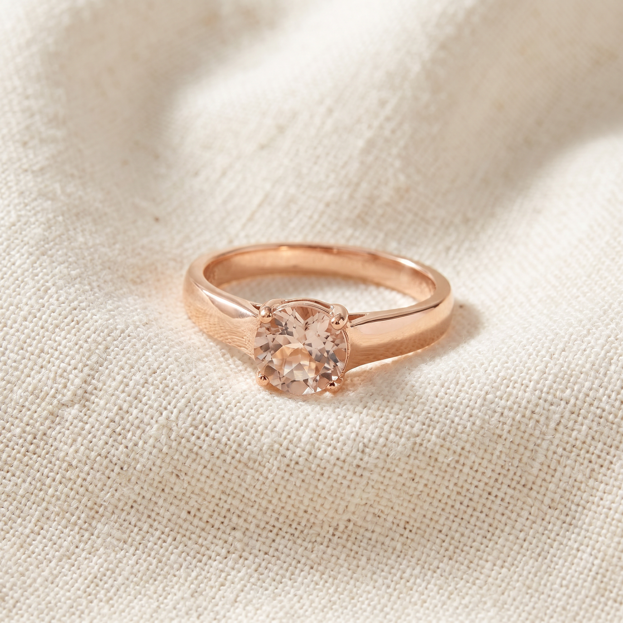 6MM Morganite Solitaire Engagement Anniversary Ring 14K Rose Gold
