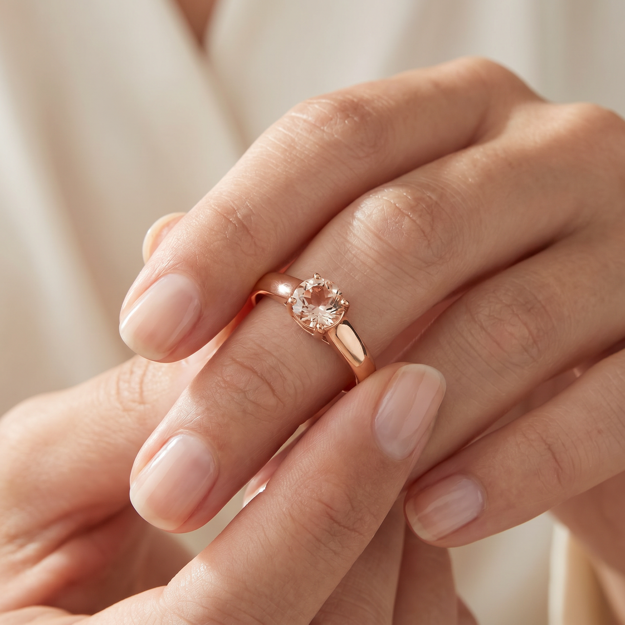 6MM Morganite Solitaire Engagement Anniversary Ring 14K Rose Gold