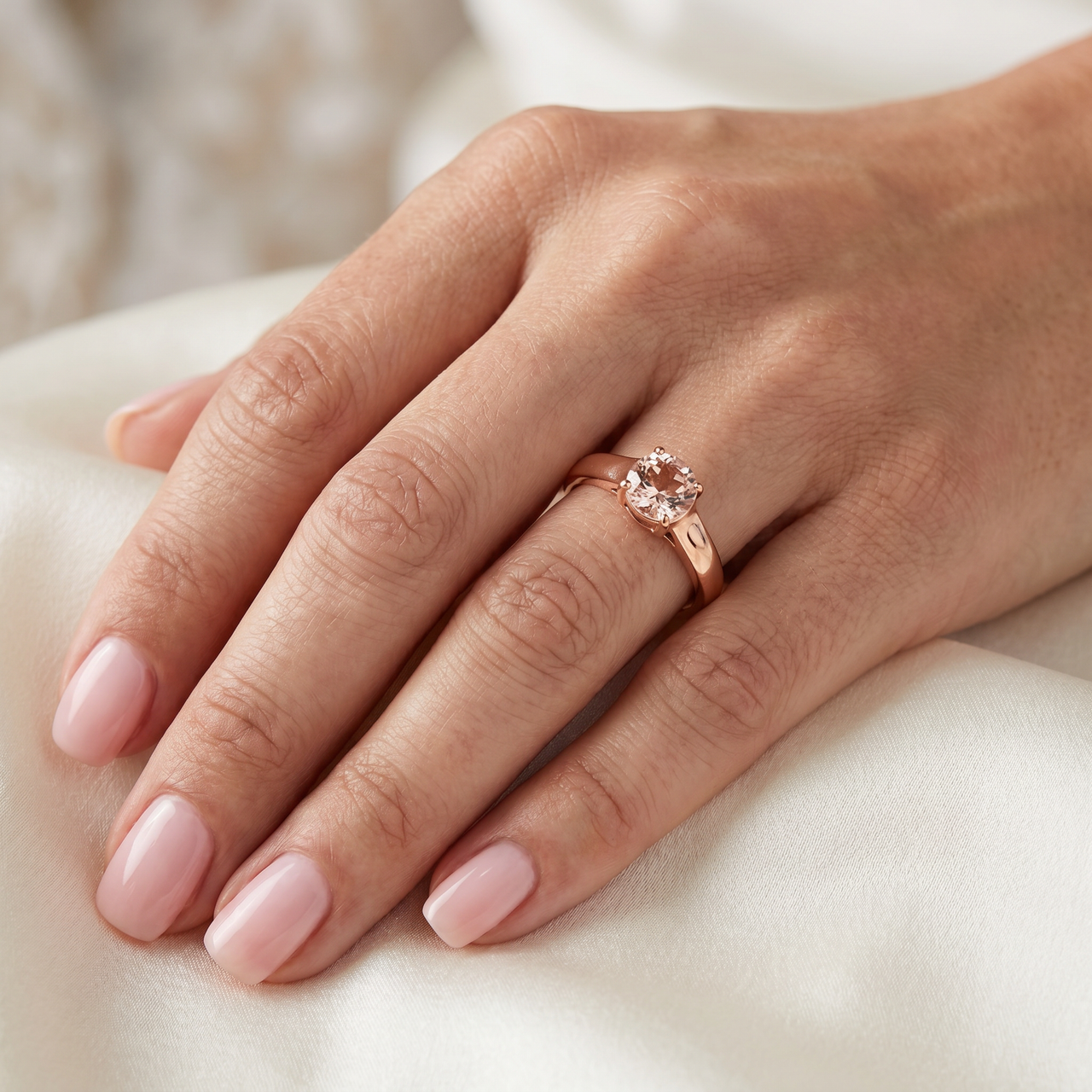 6MM Morganite Solitaire Engagement Anniversary Ring 14K Rose Gold