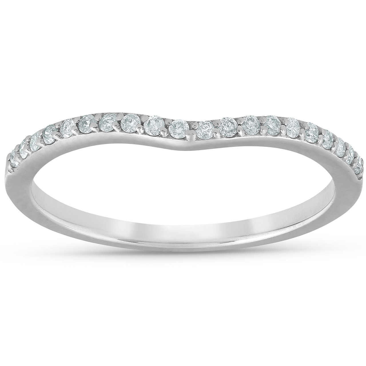 1/8cttw Diamond Curved Wedding Engagement Guard Enhancer Band 14k White Gold (G-H, I1)