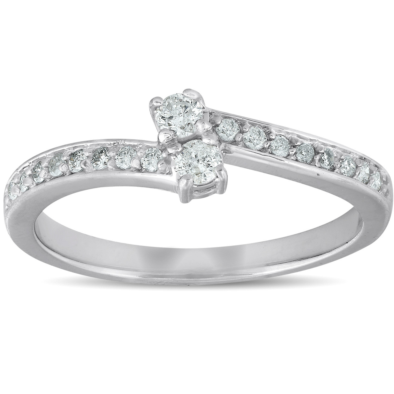 1/4 Ct Two Stone Diamond Engagement Forever Us Ring White Gold Anniversary Band (G-H, I1)