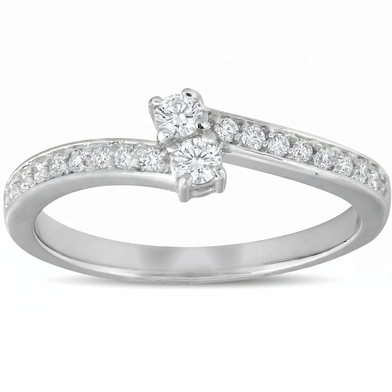 1/4 Ct Two Stone Diamond Engagement Forever Us Ring White Gold Anniversary Band (G-H, I1)