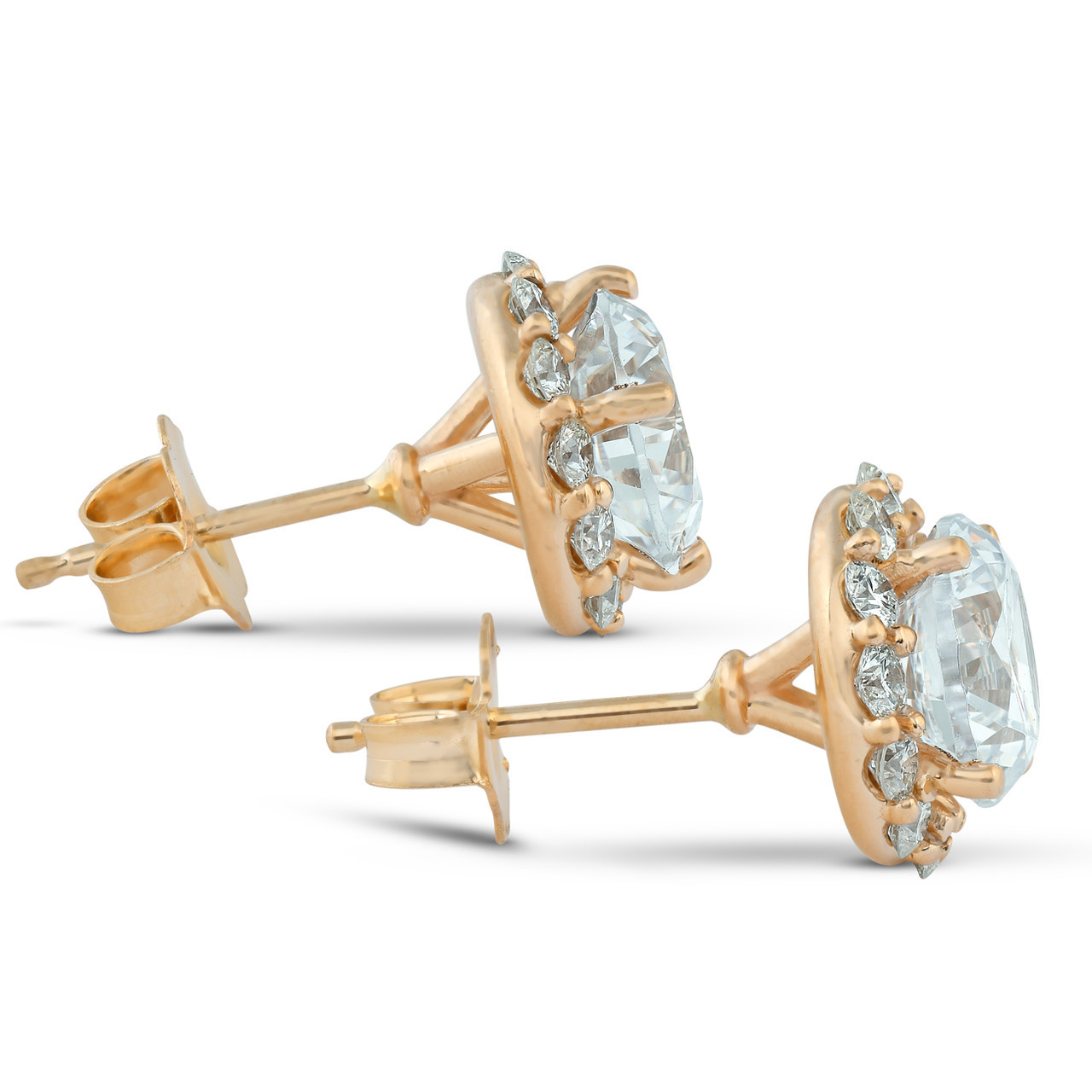 2 5/8 Ct. Round Halo Diamond Studs 14k Yellow Gold Earrings (G-H, SI)