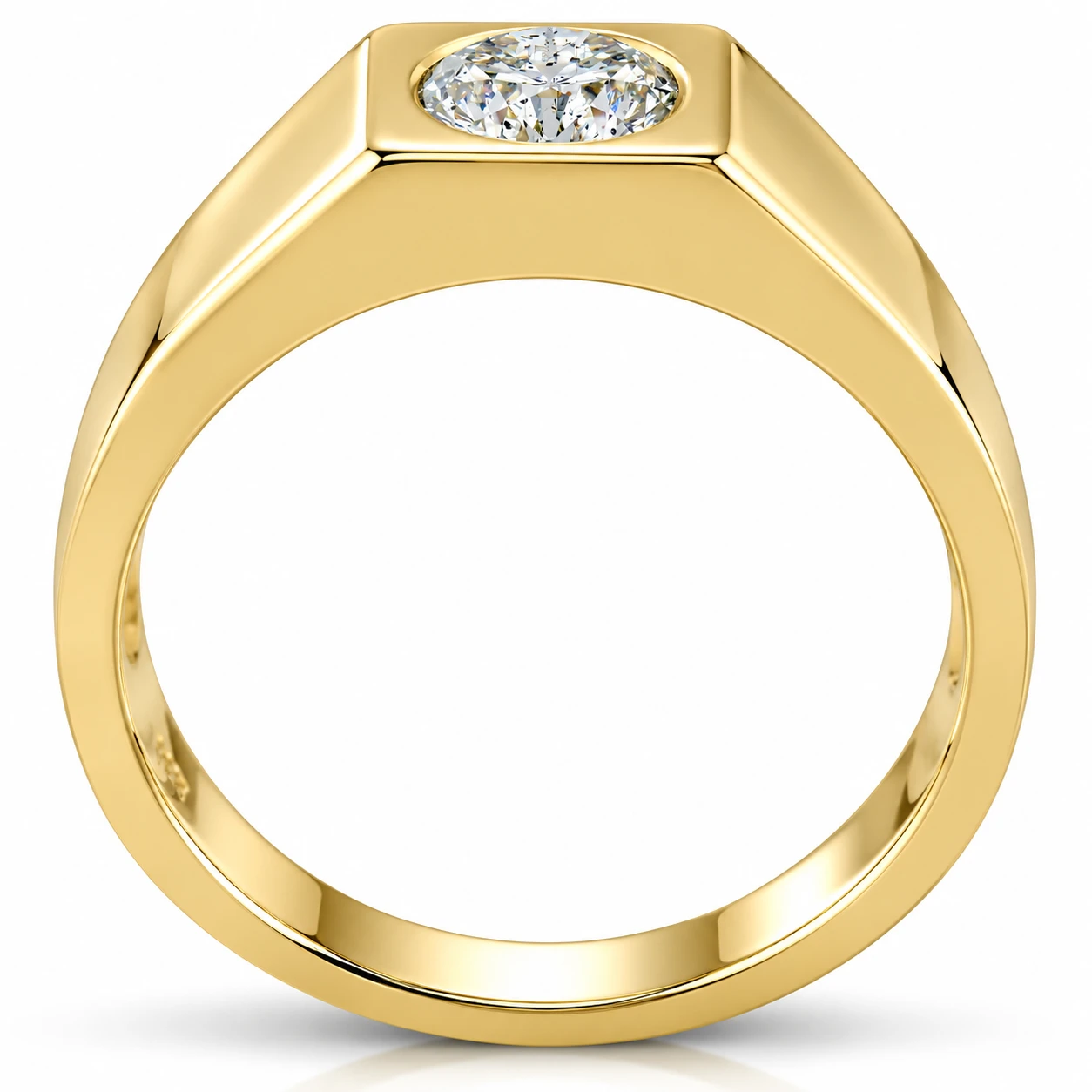 Mens 1 ct Round Solitaire Diamond Wedding Ring 14k Yellow Gold (G-H, SI)