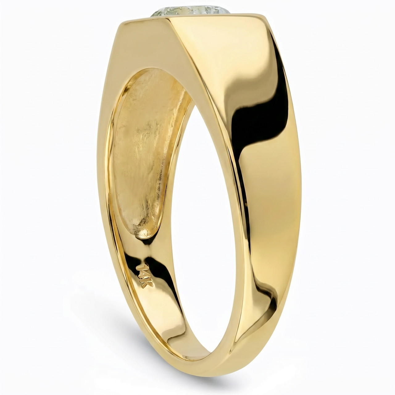 Mens 1 ct Round Solitaire Diamond Wedding Ring 14k Yellow Gold (G-H, SI)