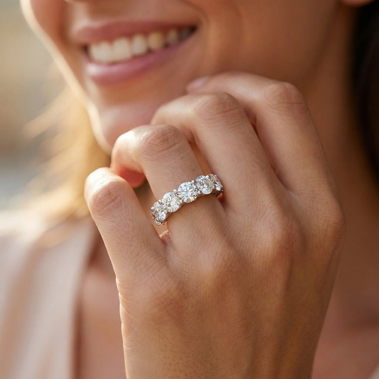 4ct Diamond Eternity Wedding Ring 950 Platinum (G-H, I1)