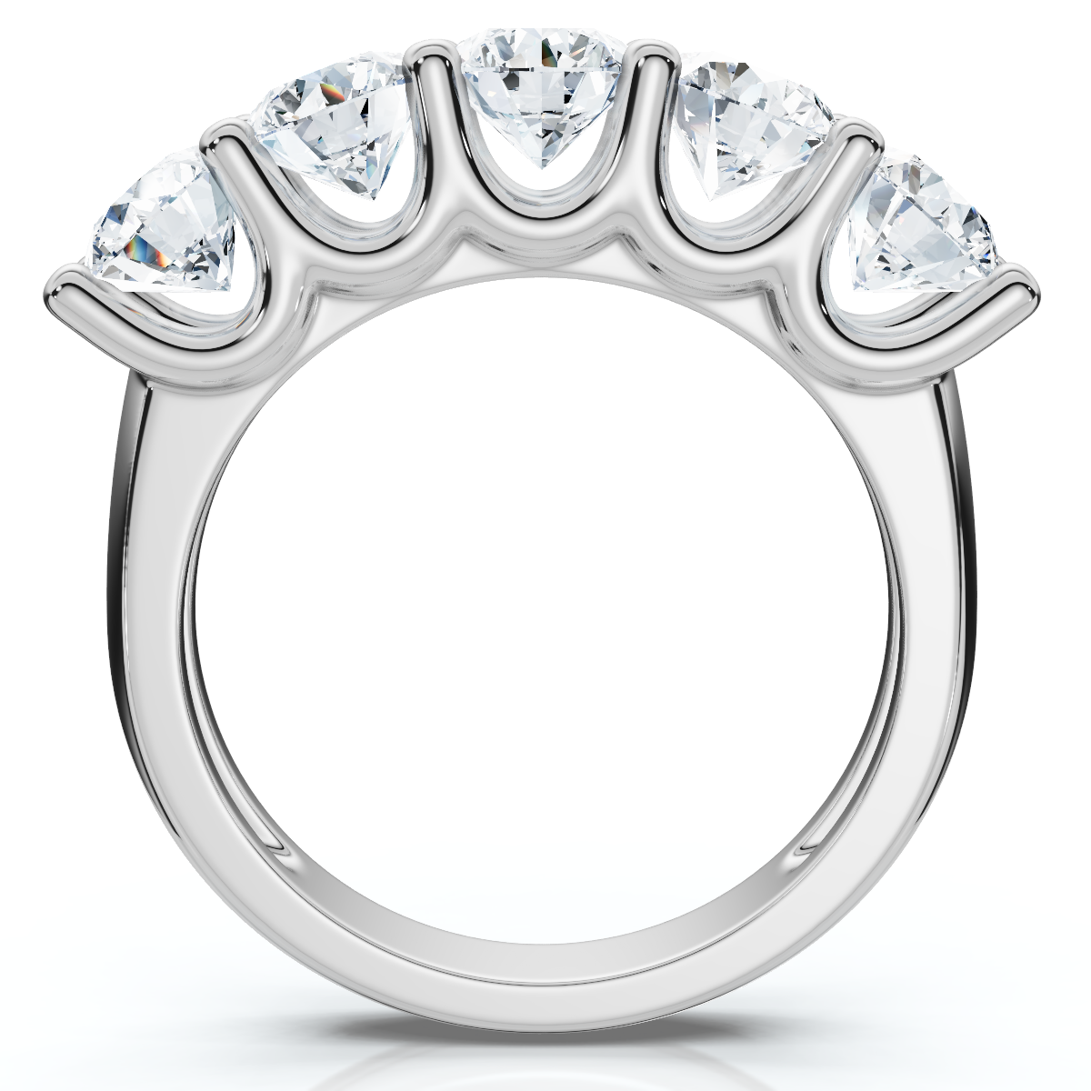 1 1/2 Ct EX3 Lab Grown Diamond Five Stone Wedding Ring 14k White Gold EX3 Lab Grown (G-H, SI)