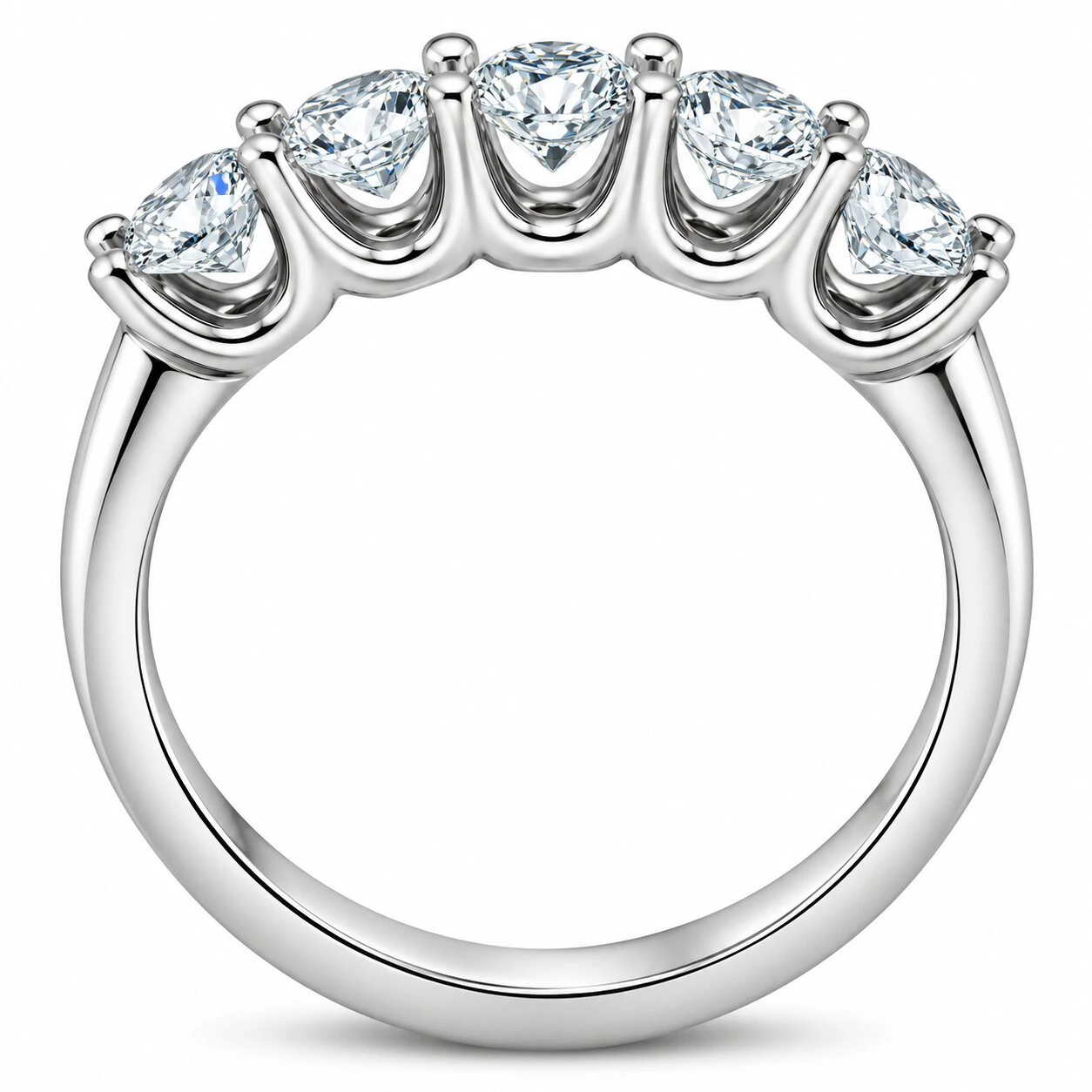 1 Ct Five Stone EX3 Lab Grown Diamond Wedding Ring 14k White Gold EX3 Lab Grown (G-H, SI)