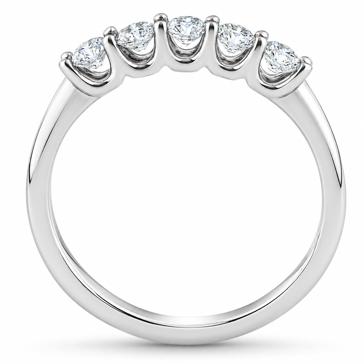 1/2 Ct Five Stone U Prong EX3 Lab Grown Diamond Wedding Ring 14k White Gold (G-H, SI)