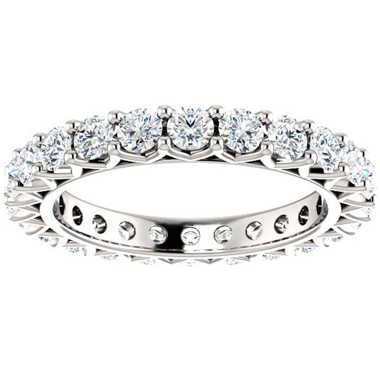 2 Ct Diamond Eternity Ring 14k White Gold Womens Stackable Wedding Band  (G-H, I1)