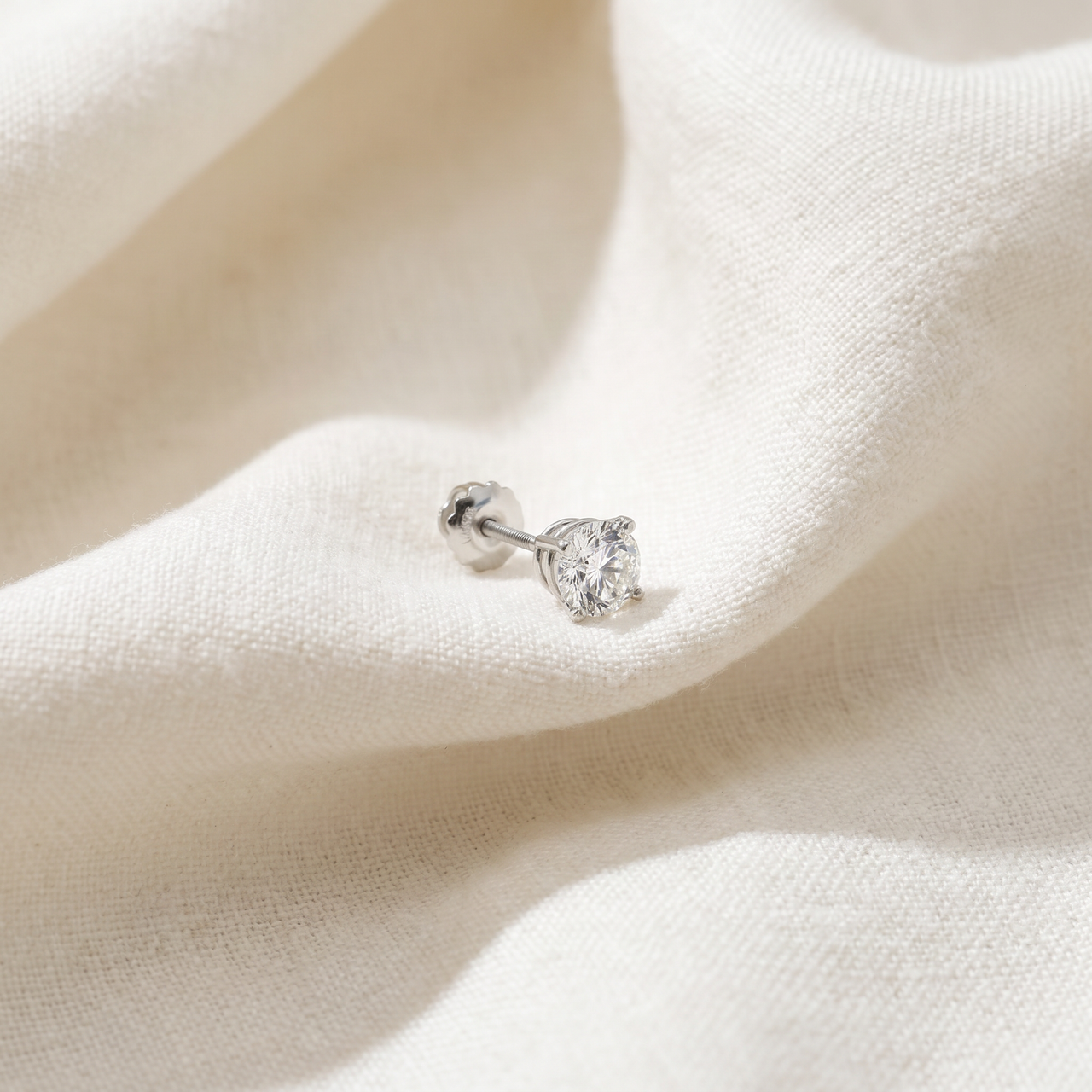 1/3ct Diamond Screw Back 14k White Gold Single Stud Earring (H-I, )