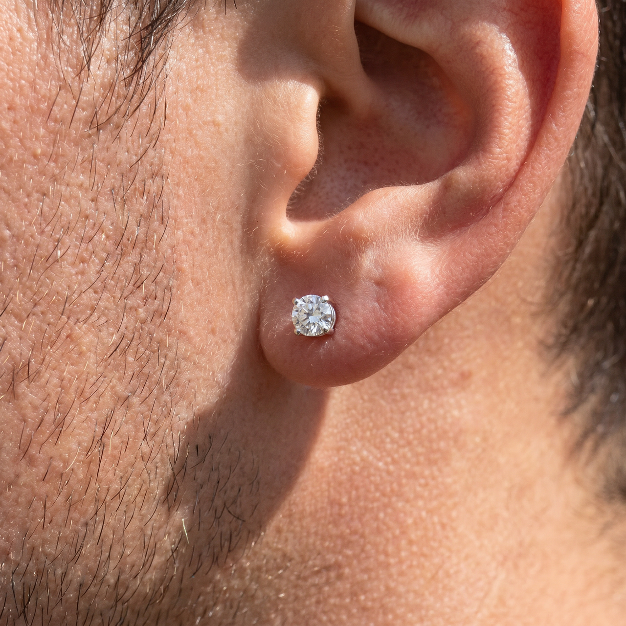 1/3ct Diamond Screw Back 14k White Gold Single Stud Earring (H-I, )