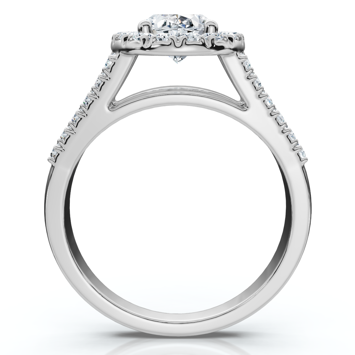 1 1/2Ct Oval (1ct Center) Diamond Halo Engagement Ring Lab Grown 14k White Gold (F-G, VS)