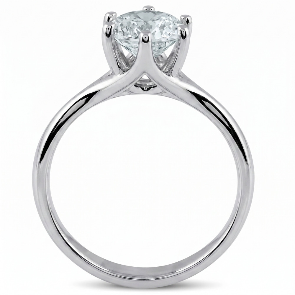 1 Ct Round Diamond Engagement Six Prong Solitaire Ring White Gold Lab Grown (G-H, VS)