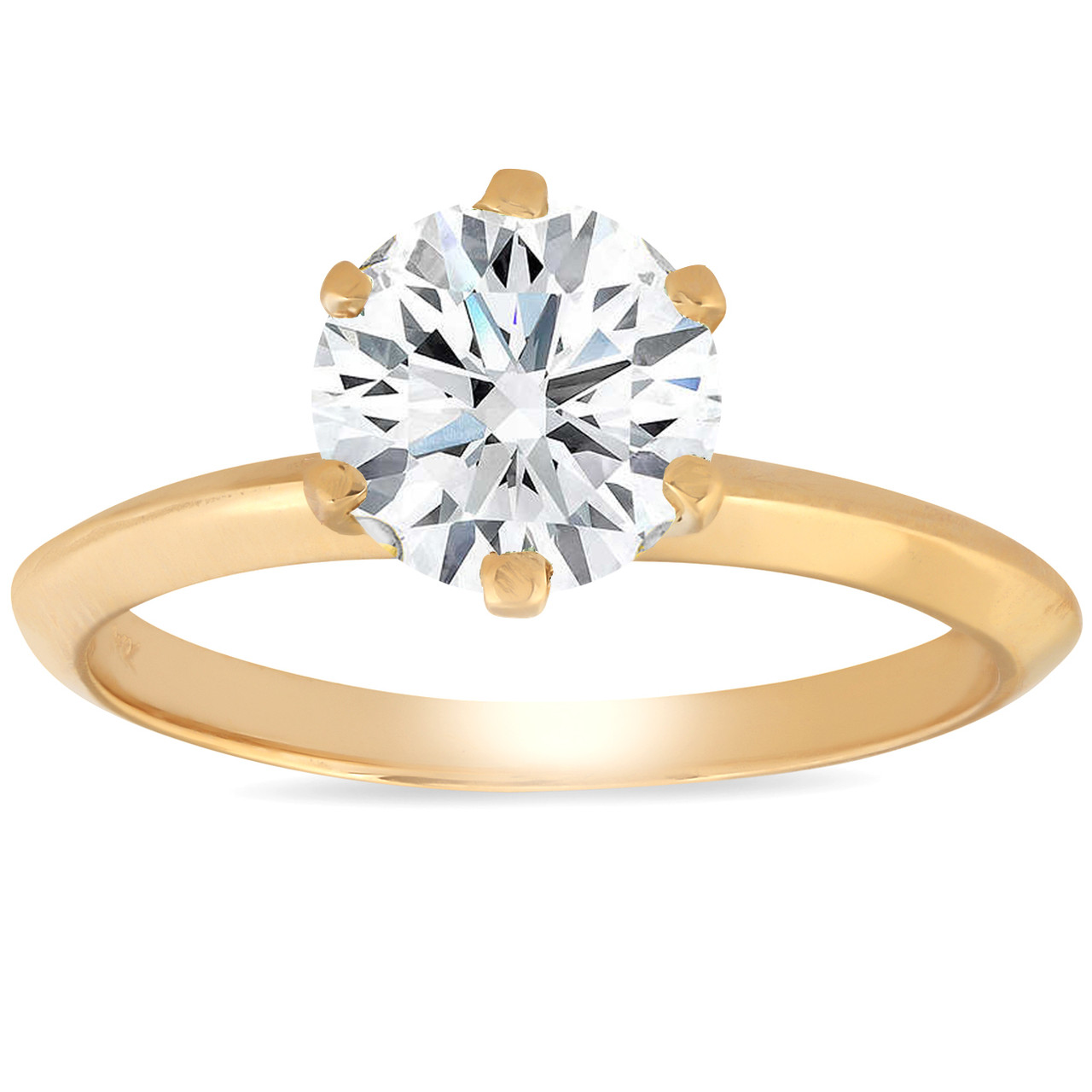 1 1/4 Ct Diamond Solitaire Engagement Ring 14k Yellow Gold (I-J, I2-I3)