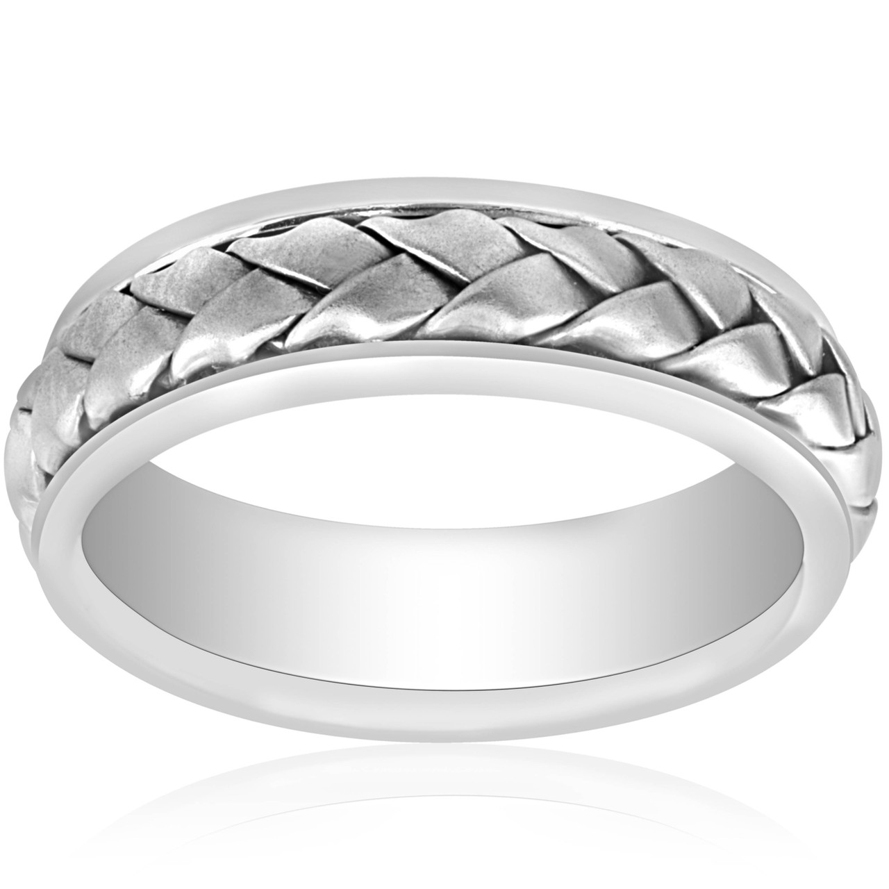 14k White Gold Braided Wedding Band Ring