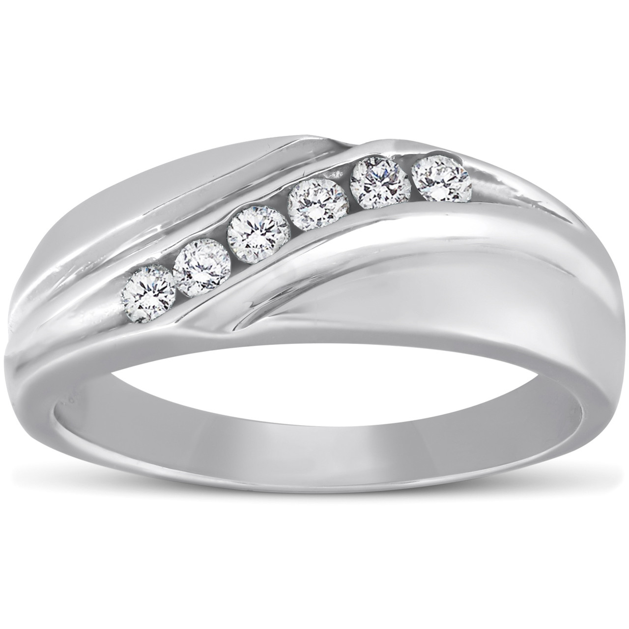 Platinum Diamond 1/4 Ct High Polished Mens Ring Wedding Band (G-H, I1)