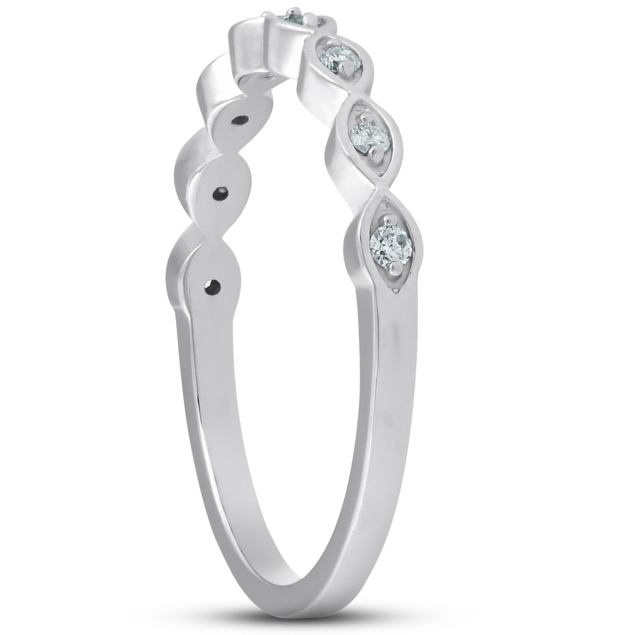 Diamond Wedding Ring Womens Stackable 10k White Gold Anniversary Band (G-H, I1)