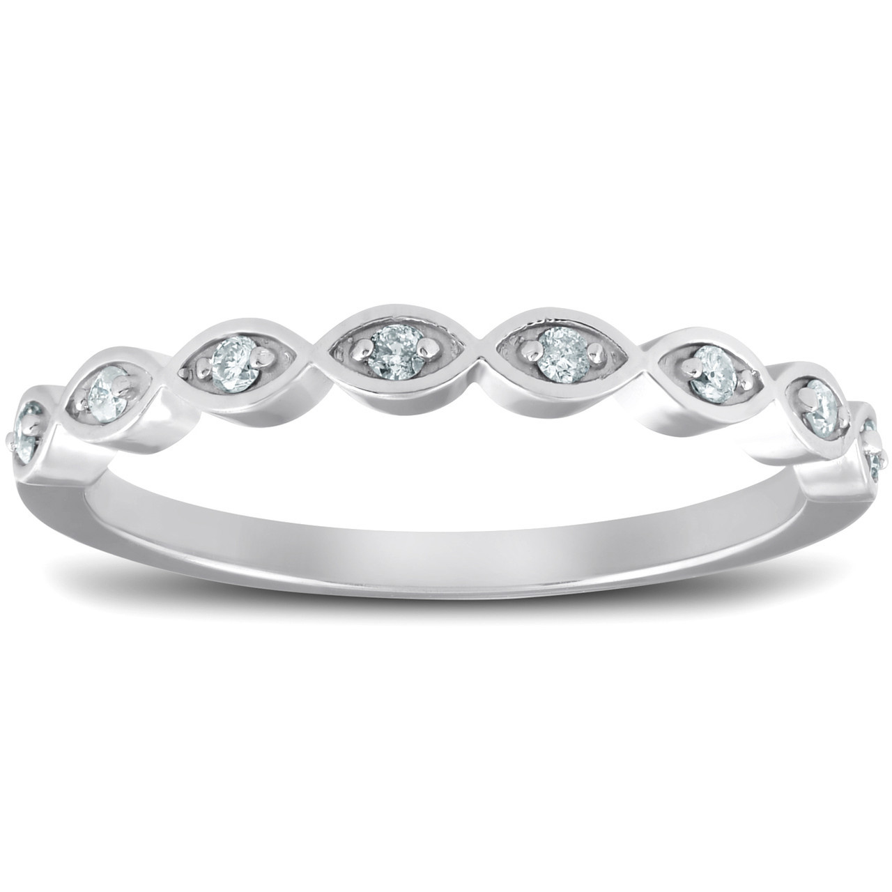 Diamond Wedding Ring Womens Stackable 10k White Gold Anniversary Band (G-H, I1)