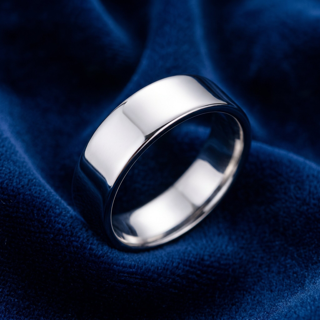 10k White Gold 6mm Flat Comfort Fit High Polished Wedding Band Mens Ring
