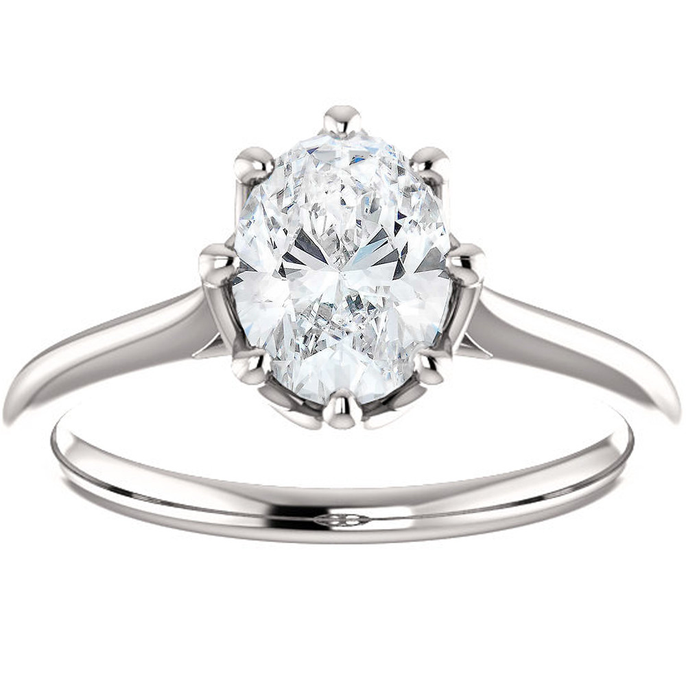 Certified 1 1/2Ct Oval Diamond Solitaire Engagement Ring 14k White Gold Lab Grown (G-H, VS2-SI1)