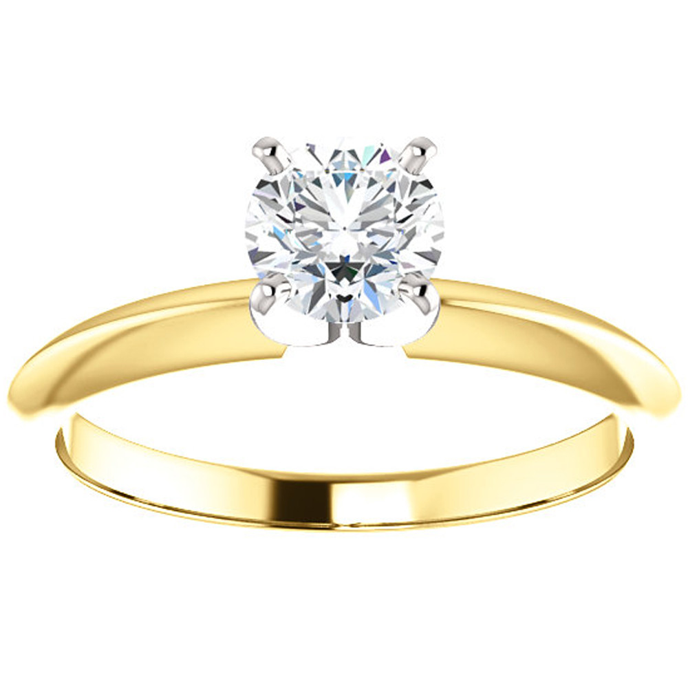 5/8 Ct Diamond Solitaire Round Cut Engagement Ring Two Tone 14k Yellow Gold (H-I, I1)