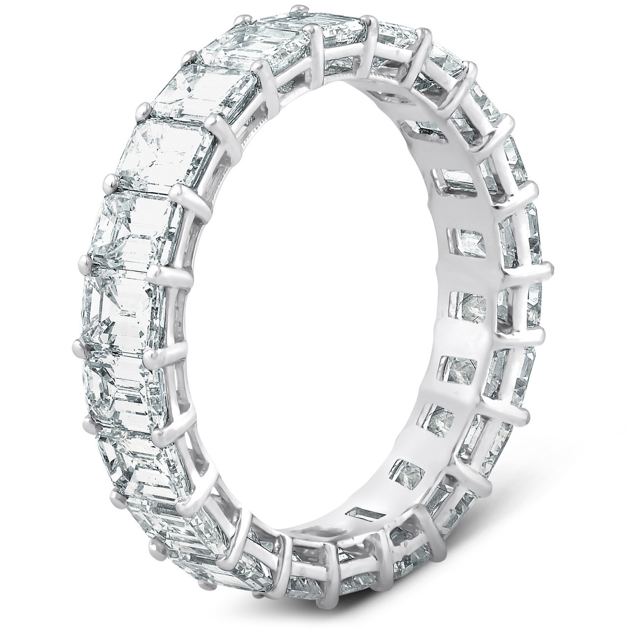Platinum 4.60 Ct Emerald Diamond Eternity Ring Womens Anniversary Band Lab Grown (F-G, VS)