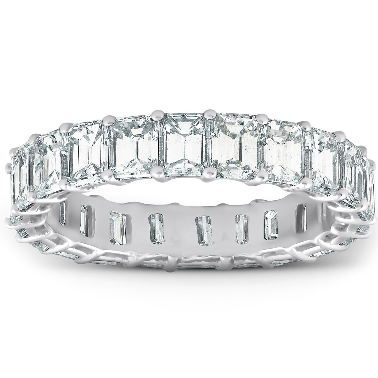 Platinum 4.60 Ct Emerald Diamond Eternity Ring Womens Anniversary Band Lab Grown (F-G, VS)