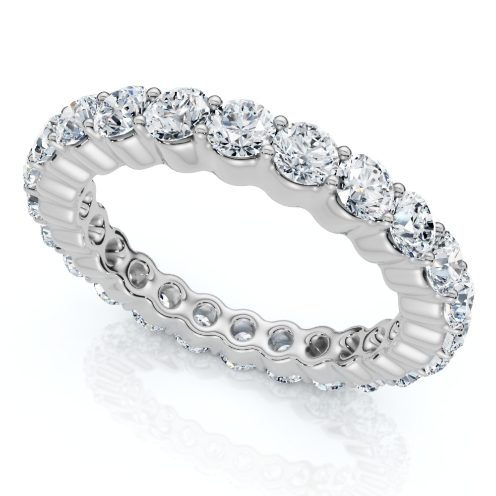 1 1/2 Ct Diamond Eternity Wedding Ring 14k White Gold (I-J, I1)