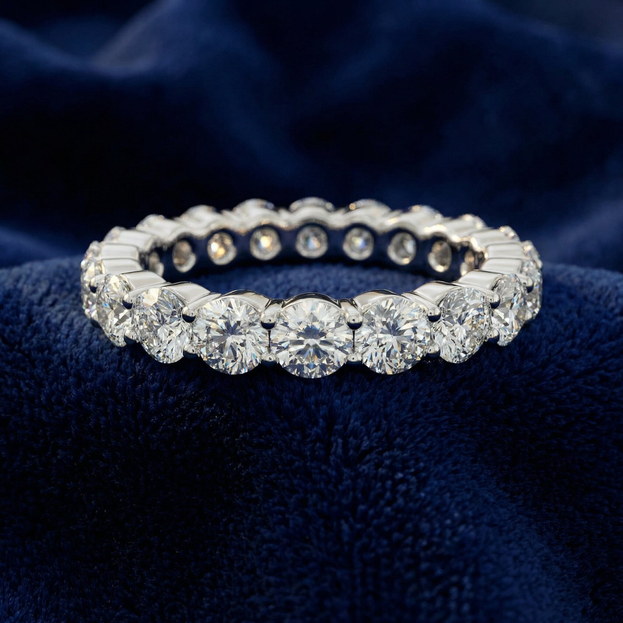 1 1/2 Ct Diamond Eternity Wedding Ring 14k White Gold (I-J, I1)