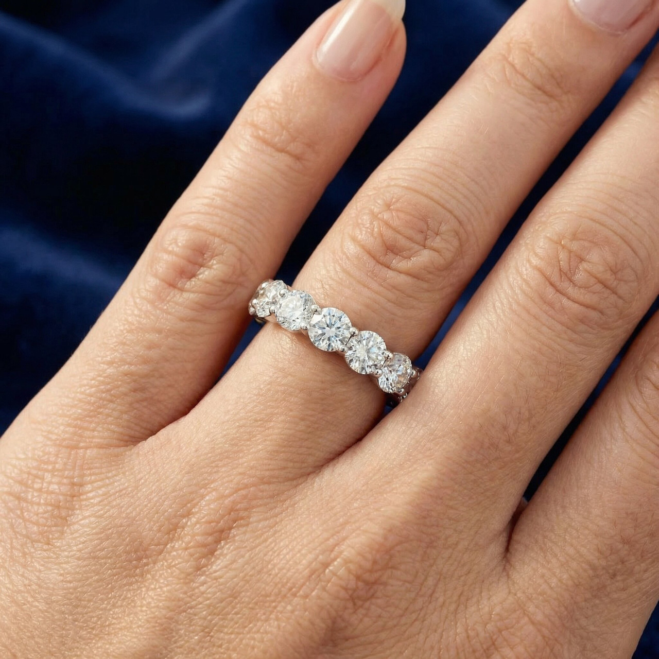 1 1/2 Ct Diamond Eternity Wedding Ring 14k White Gold (I-J, I1)
