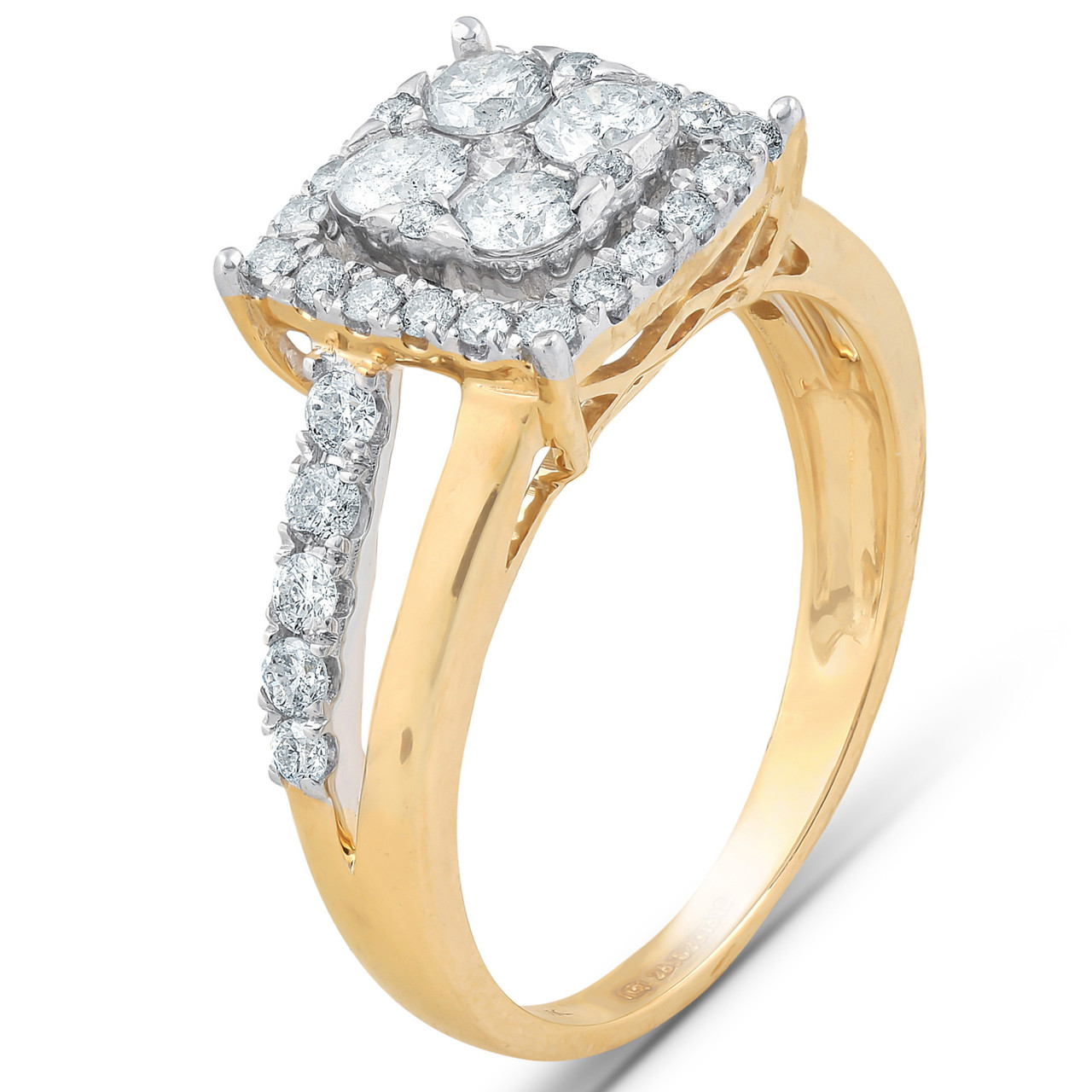 1 1 10 Ct Diamond Cushion Halo Engagement Ring Wedding Set 10k