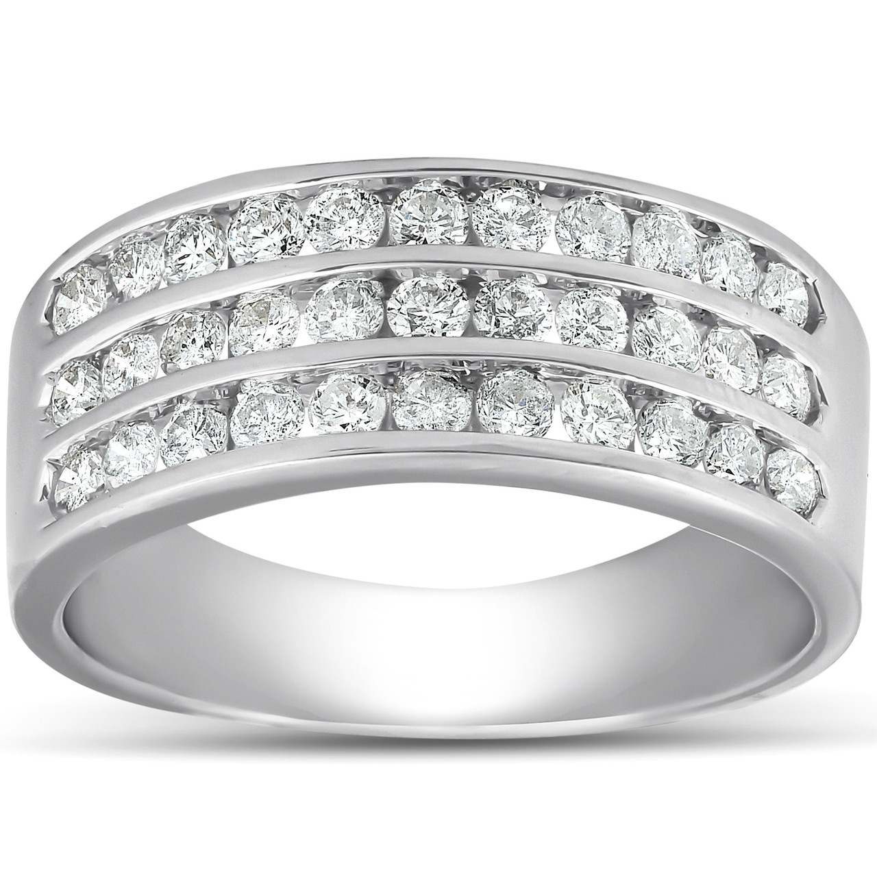 Diamond Anniversary Ring 1 ct tw Baguette-cut 10K White Gold