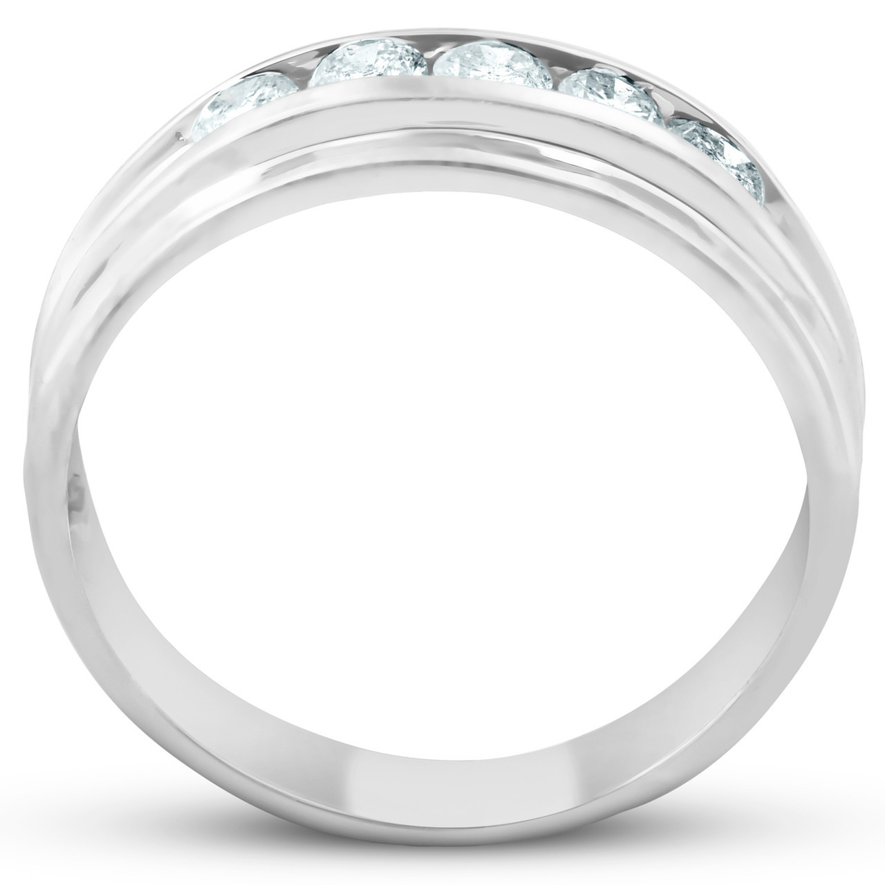 1/2 Ct Diamond Mens Wedding Ring 10k White Gold (H-I, I1)