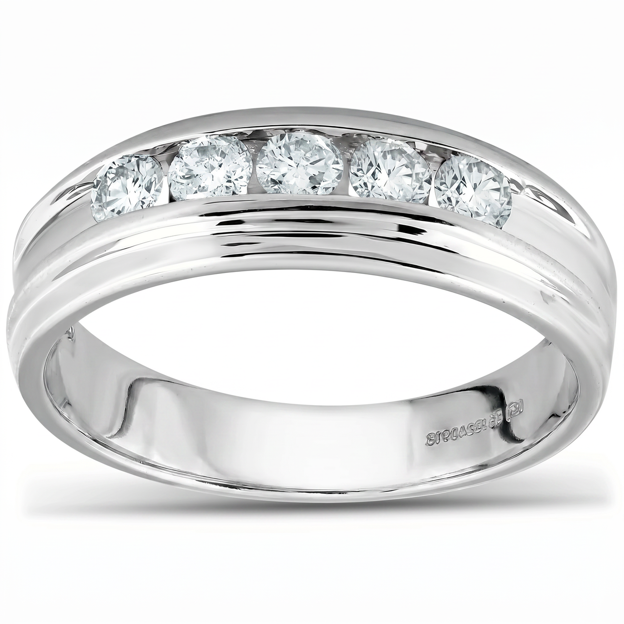 1/2 Ct Diamond Mens Wedding Ring 10k White Gold (H-I, I1)