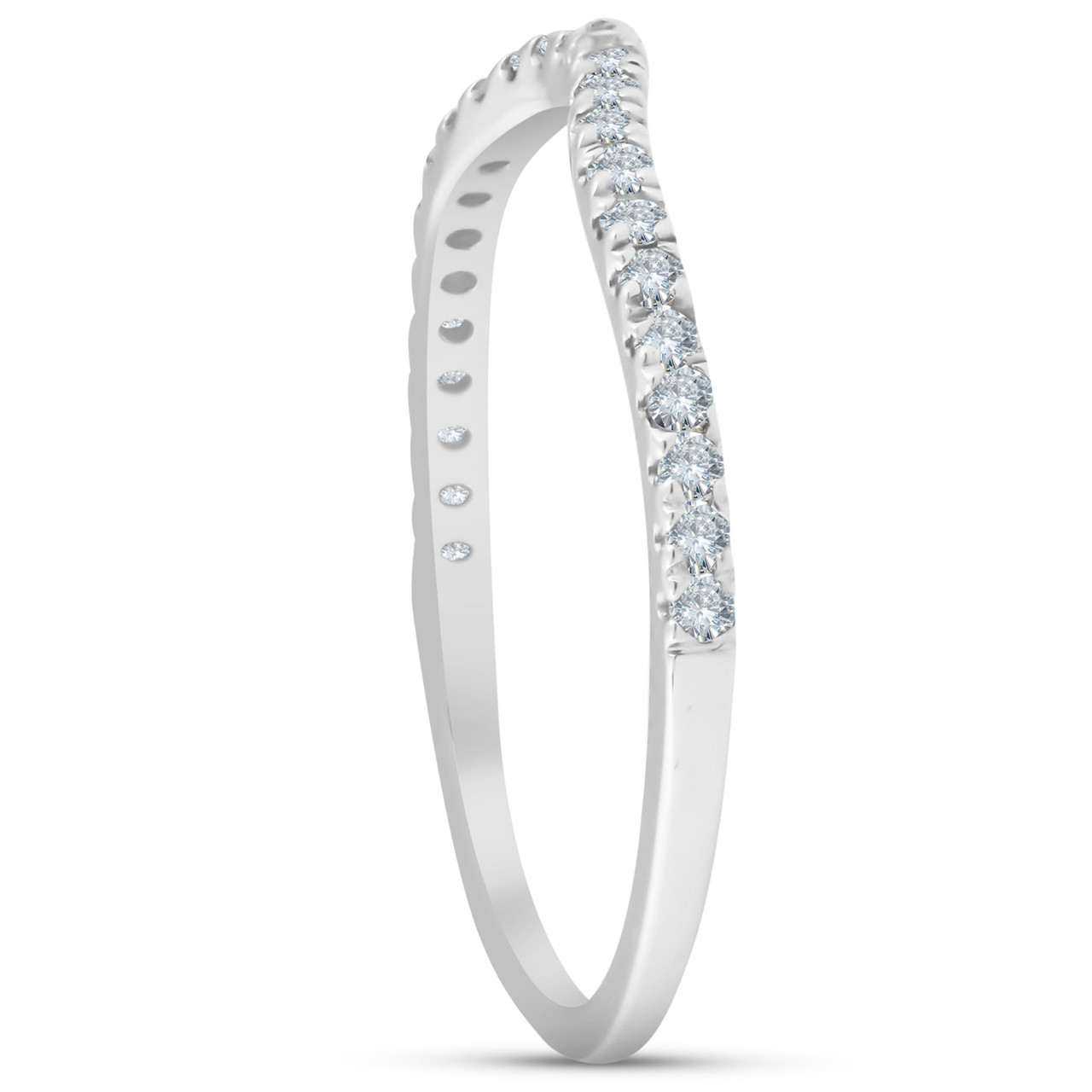 1/4 Ct Curved Diamond Guard Enhancer Wedding Ring 10k White Gold (H-I, I1)