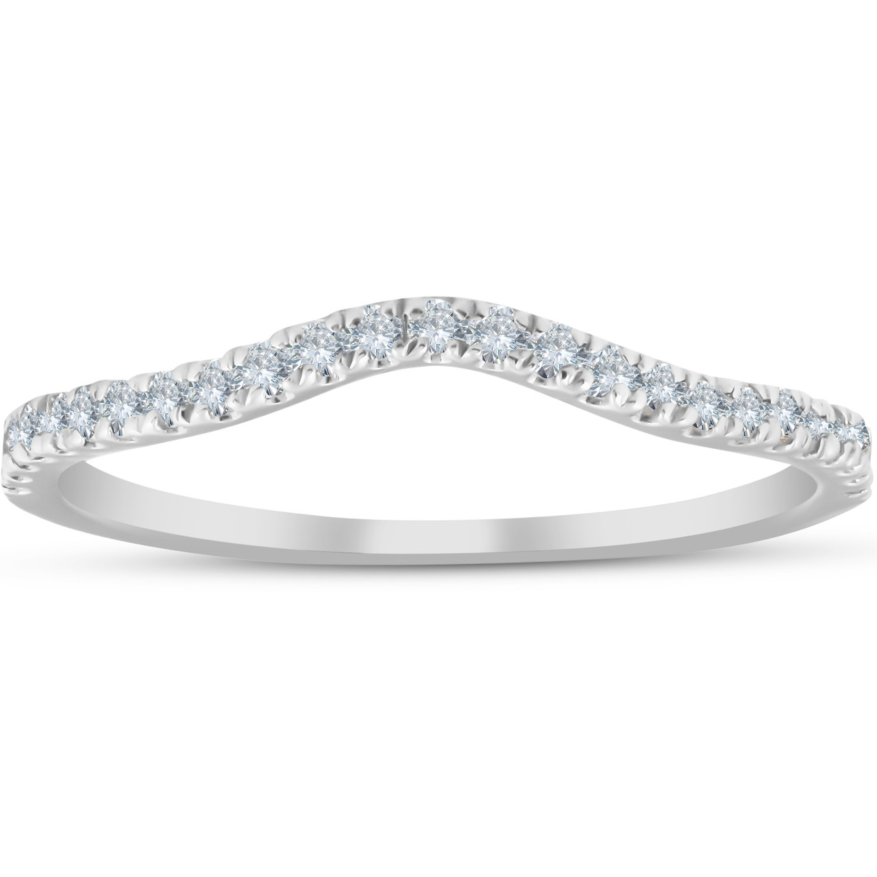 1/4 Ct Curved Diamond Guard Enhancer Wedding Ring 10k White Gold (H-I, I1)