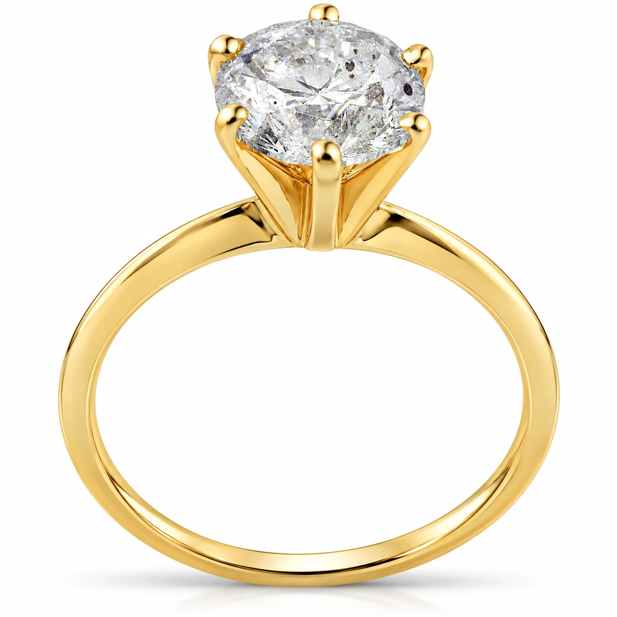 2 Ct Round Solitaire Diamond Engagement Ring 14k Yellow Gold (H-I, I1)