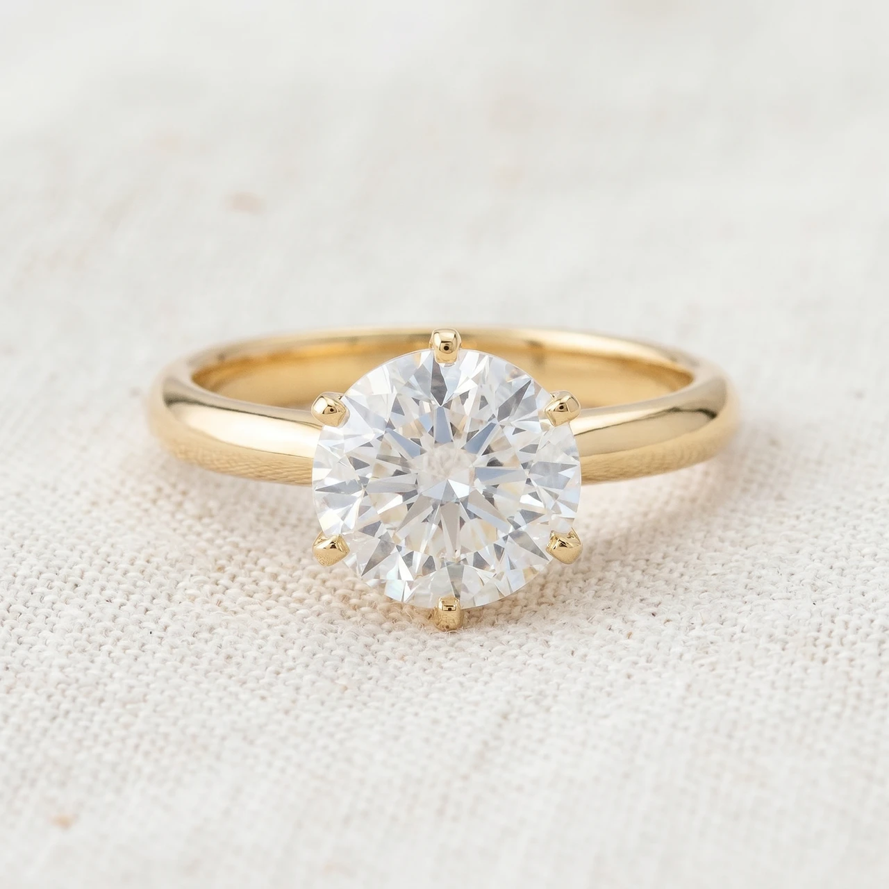 2 Ct Round Solitaire Diamond Engagement Ring 14k Yellow Gold (H-I, I1)