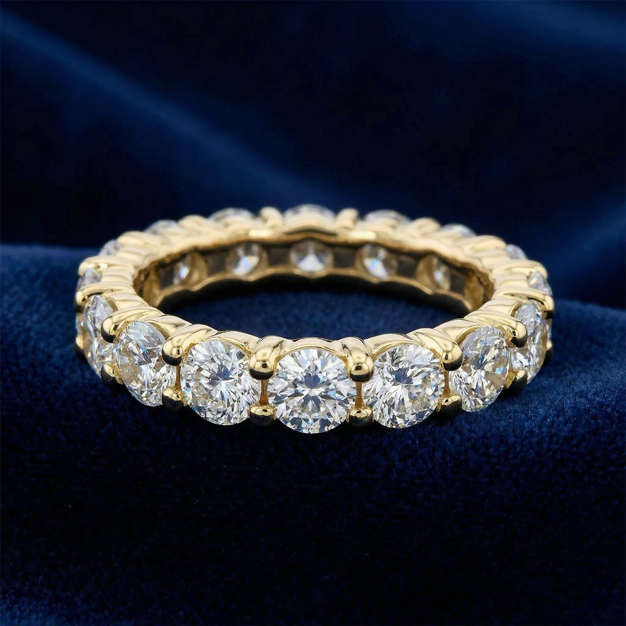 3Ct Diamond U Prong Eternity Ring Wedding Anniversary Band 14k Yellow Gold (H-I, I1)