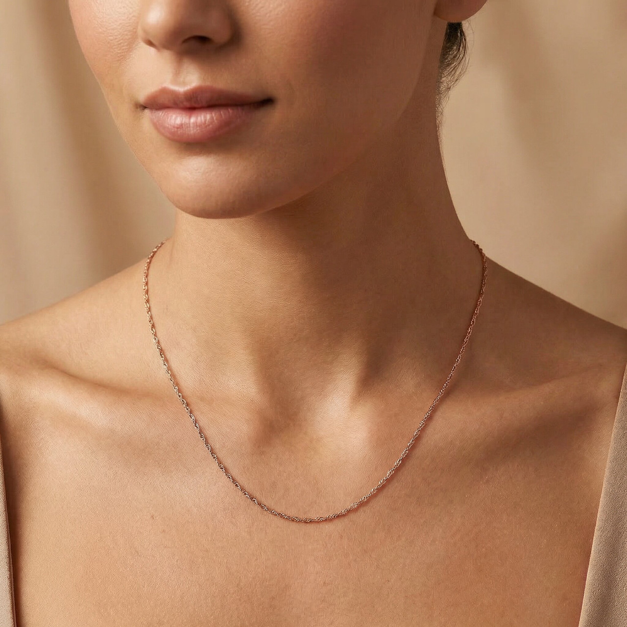 Solid 14k Rose Gold 18" Chain With Spring Ring