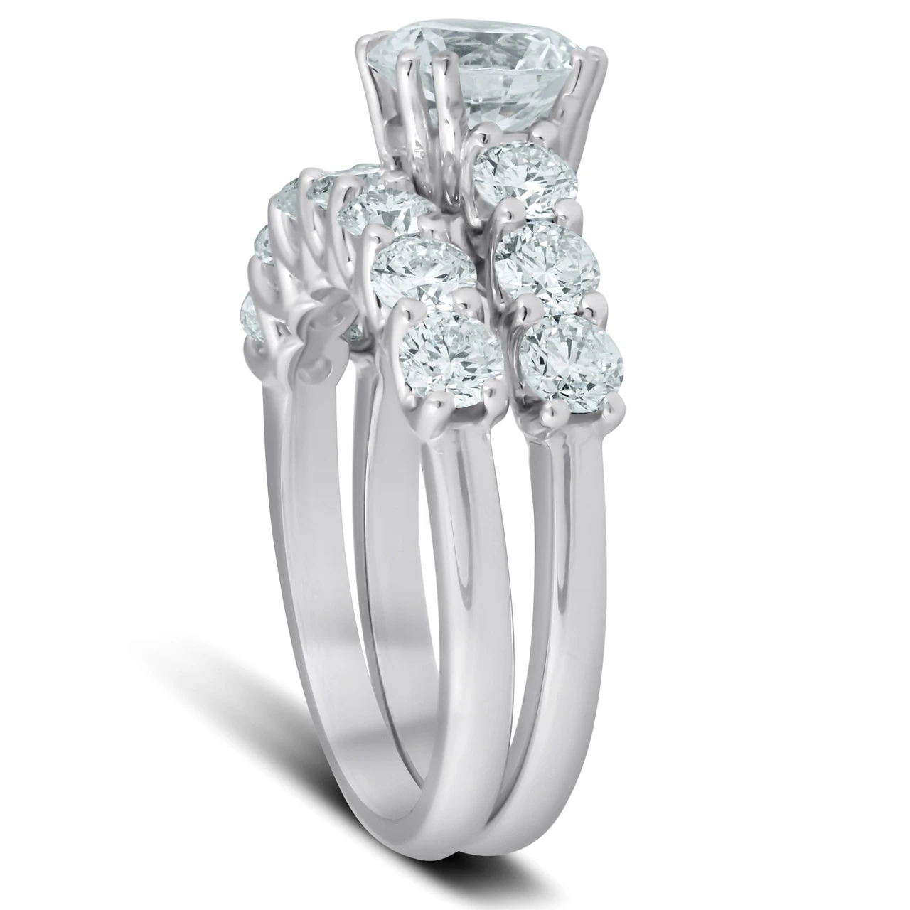 3 Ct Diamond Engagement Wedding Bridal Ring Set14k White Gold Lab Grown (F-G, VS)