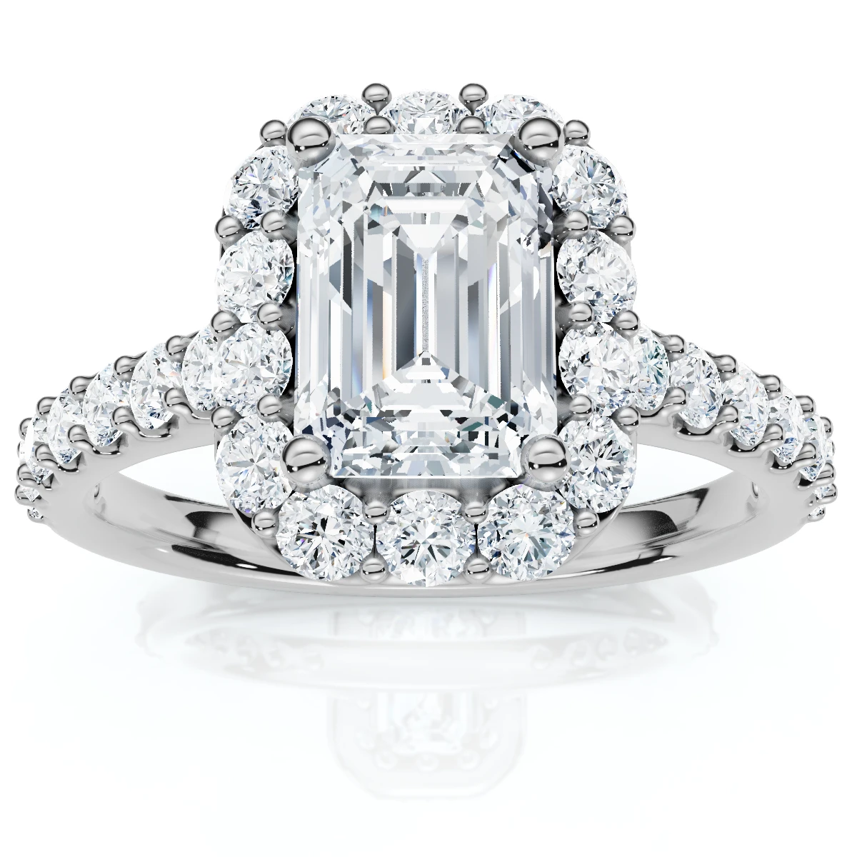 1.75 Ct Emerald Diamond Halo Engagement Ring 14k White Gold Lab Grown (F-G, VS)