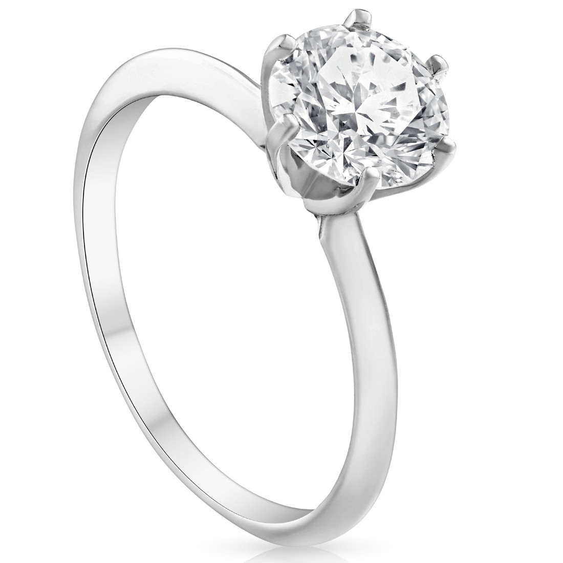 1 ct Round Diamond Solitaire Engagement Ring 14K White Gold (I-J, I2-I3)