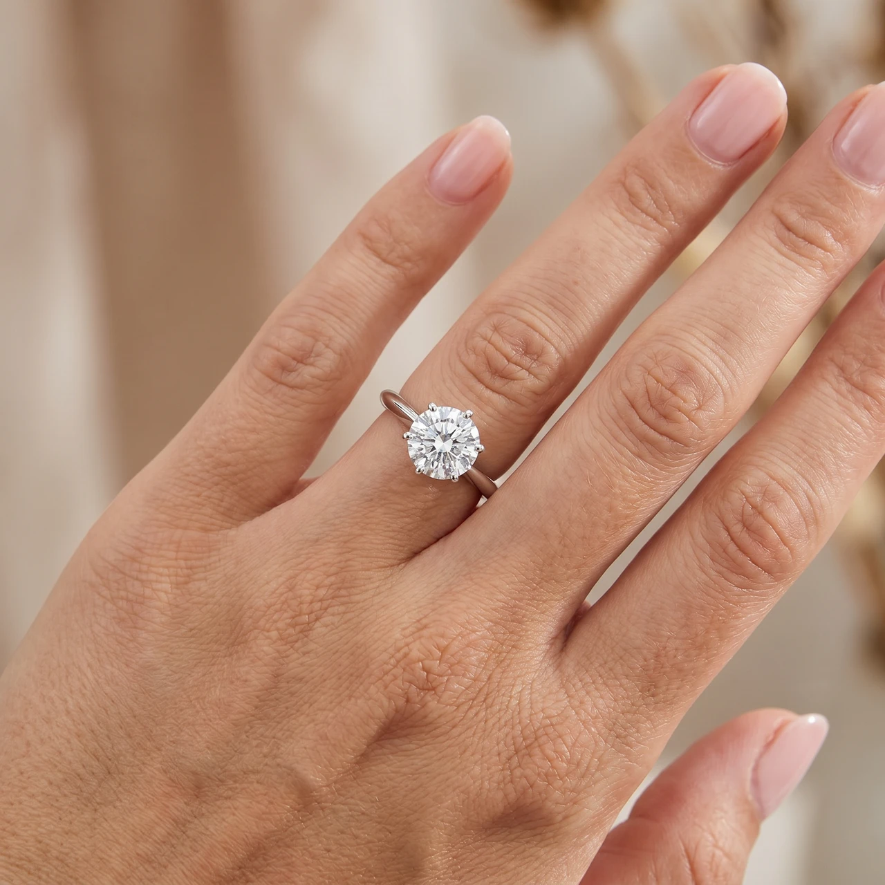 1 ct Round Diamond Solitaire Engagement Ring 14K White Gold (I-J, I2-I3)