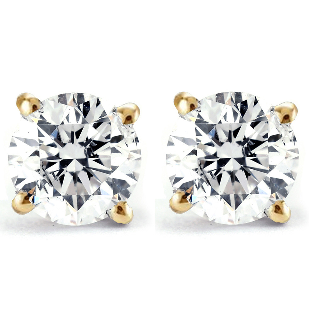 1/4 Ct TDW Genuine Diamond Studs Available in 14k White or Yellow Gold (I-J, I2-I3)